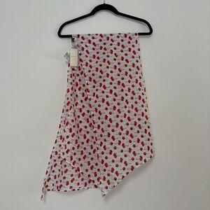 Abercrombie & Fitch Cherry Print Lightweight Cotton Scarf NWT White Red